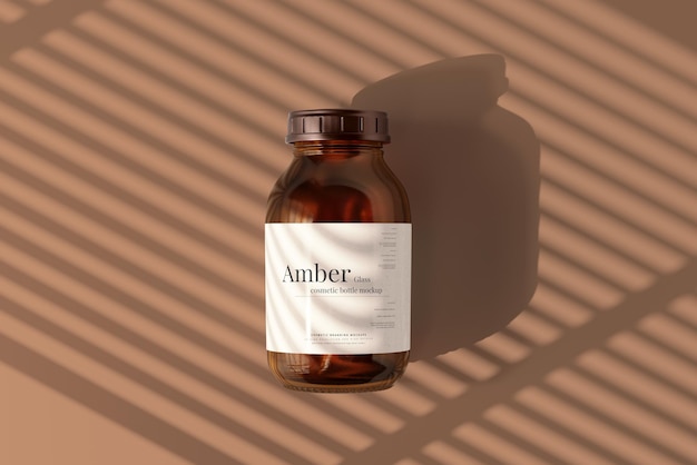 PSD amber glass bottle mockup