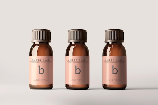 Amber Glass Bottle Mockup