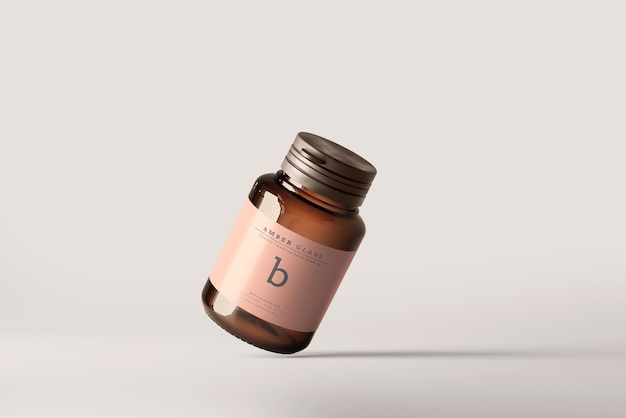 PSD amber glass bottle mockup