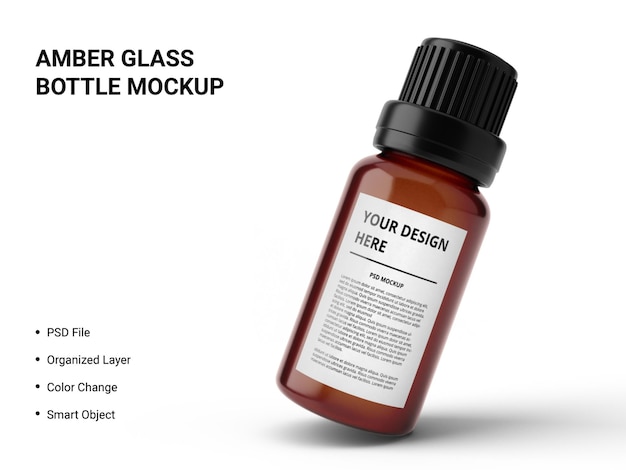 Amber glass bottle mockup