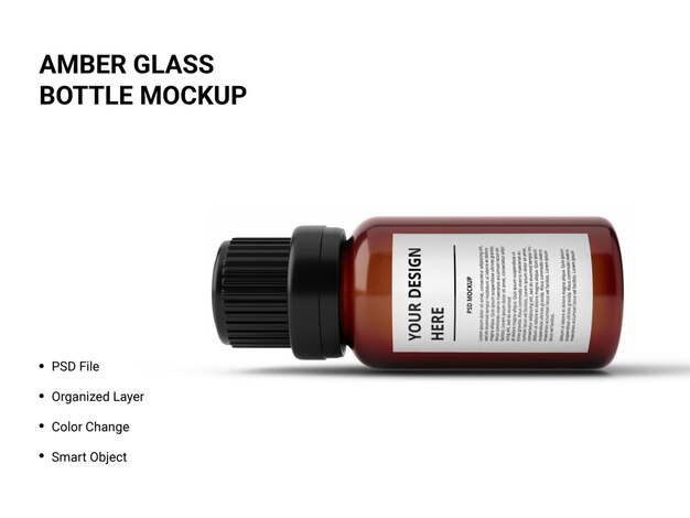 Amber Glass Bottle Mockup