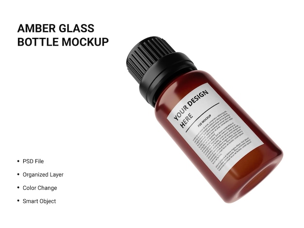 Amber Glass Bottle Mockup