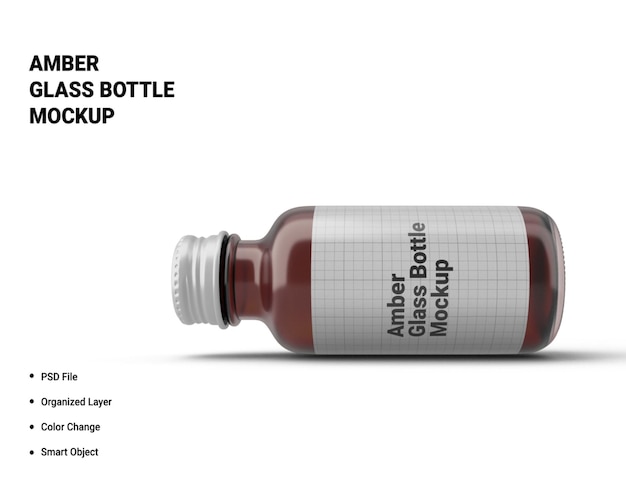 Amber Glass Bottle Mockup