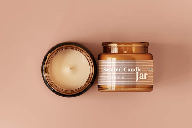 Amber Glass Candle Jar Mockup