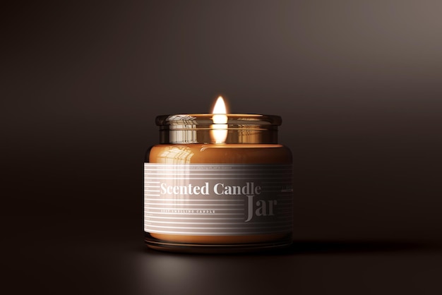 Amber glass candle jar mockup