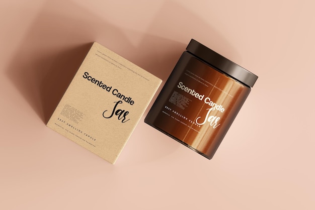 Amber Glass Candle Jar Mockup