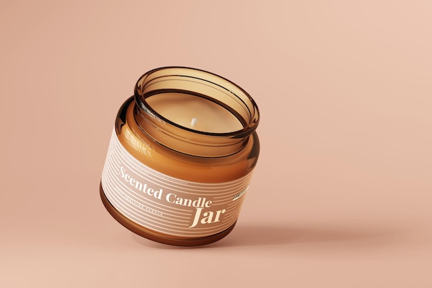 Amber Glass Candle Jar Mockup