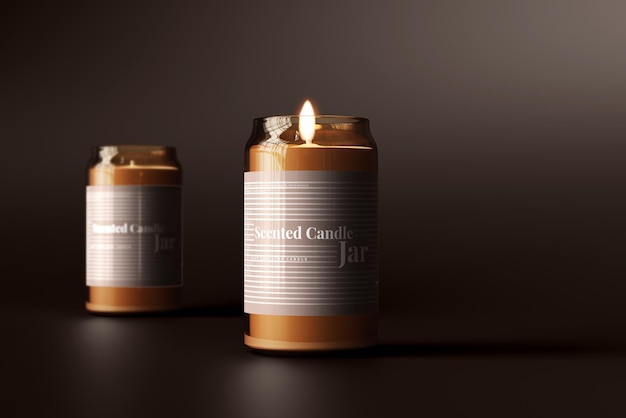 Amber Glass Candle Jar Mockup