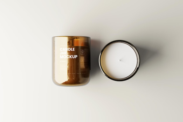 Amber Glass Candle Jar Mockups