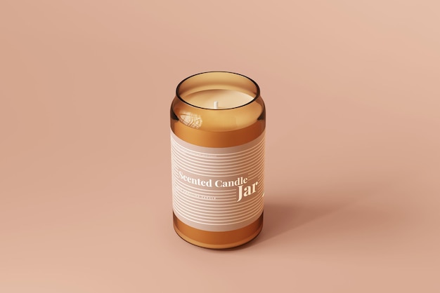 Mockup di candela in vetro ambrato