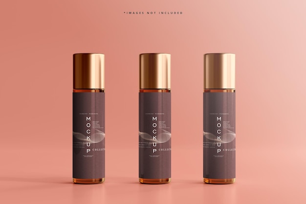 Mockup di bottiglia cosmetica in vetro ambrato