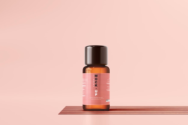 Amber Glass Cosmetic Bottle Mockup