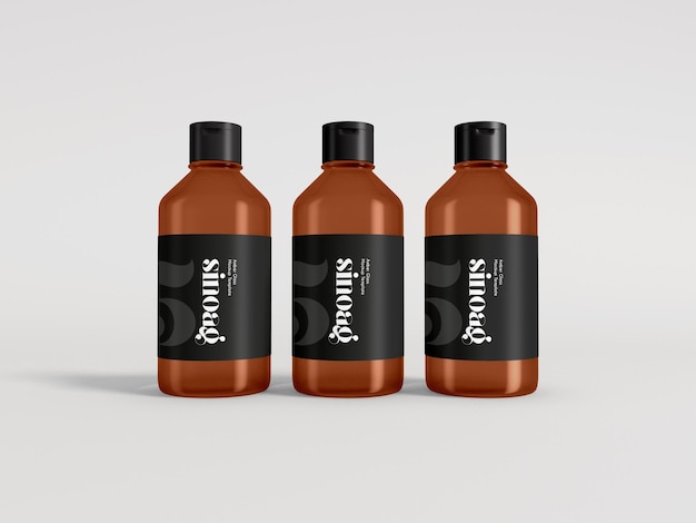 PSD amber glass cosmetic bottle mockup