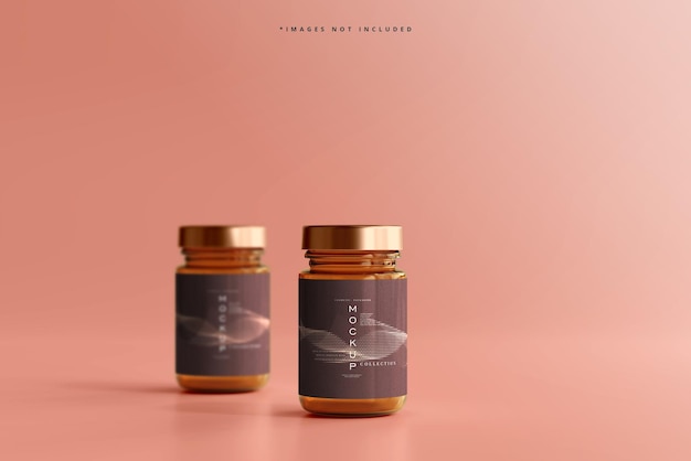 Amber glass cosmetic jar mockup