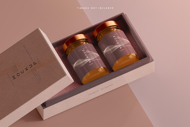 Amber glass cosmetic jar mockup