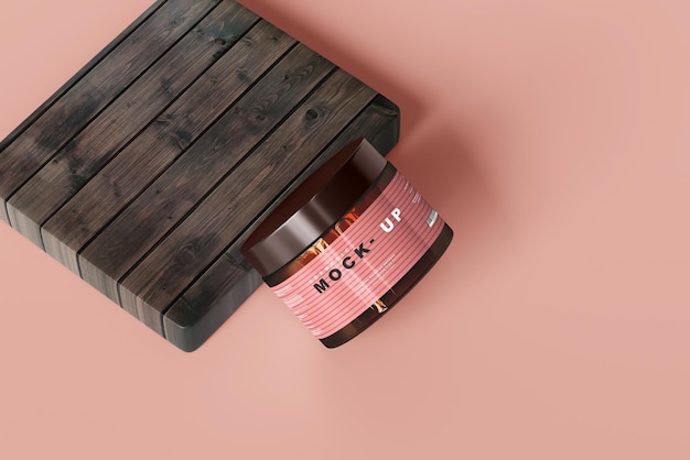 Mockup di vasetto cosmetico in vetro ambrato