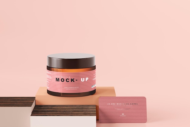 Mockup di vasetto cosmetico in vetro ambrato