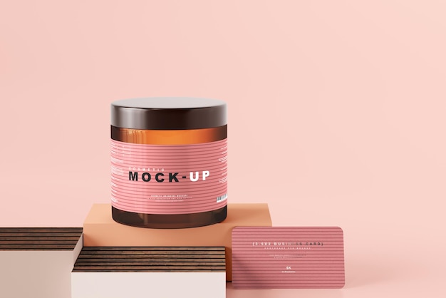 Mockup di vasetto cosmetico in vetro ambrato