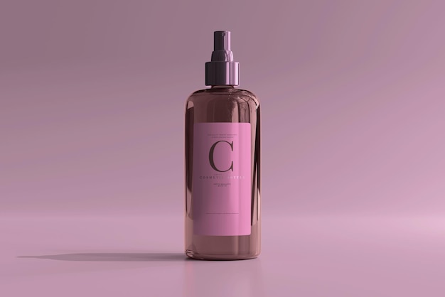 Amber Glass Cosmetic Spray Bottle Mockup