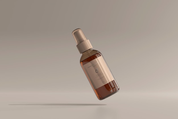 Amber Glass Cosmetic Spray Bottle Mockup