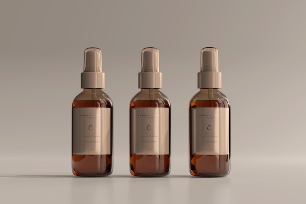 Amber Glass Cosmetic Spray Bottle Mockup
