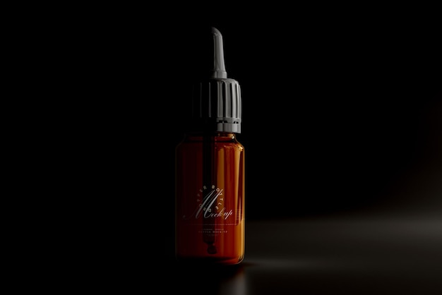 Amber Glass Dropper Bottle Mockup (model van een amberglasfles)