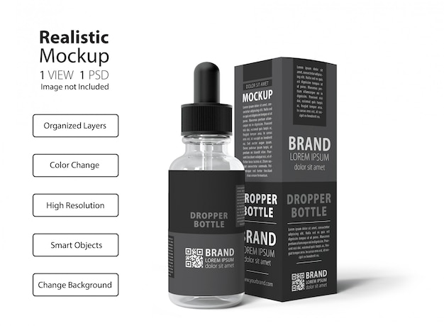 Amber glass dropper bottle mockup