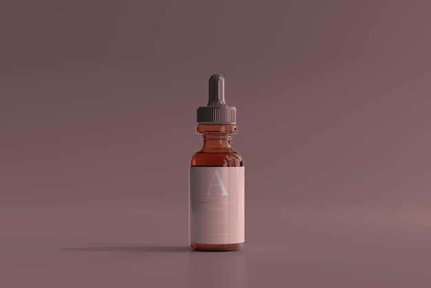 PSD amber glass dropper bottle mockup