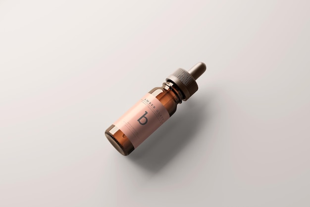 PSD amber glass dropper bottle mockup