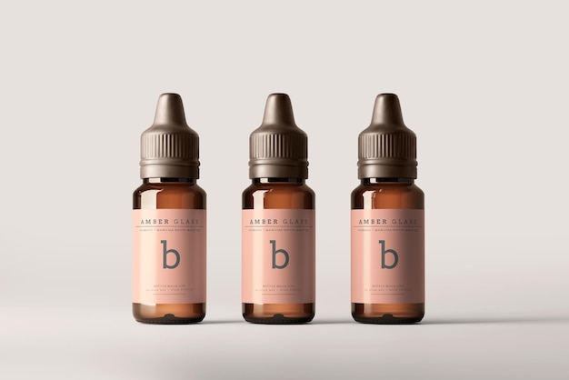 amber glass dropper bottle mockup