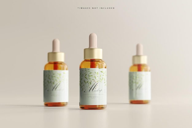 PSD amber glass dropper bottle mockup