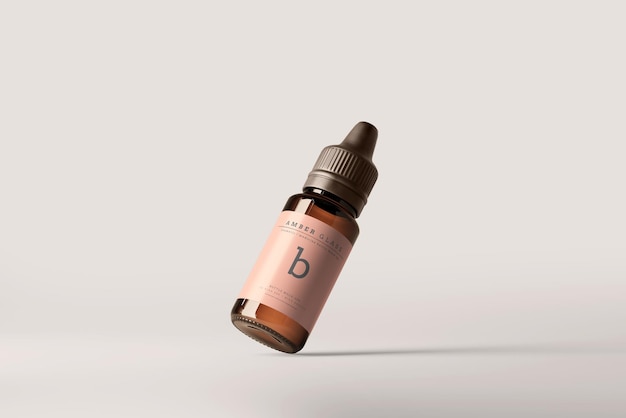 PSD amber glass dropper bottle mockup