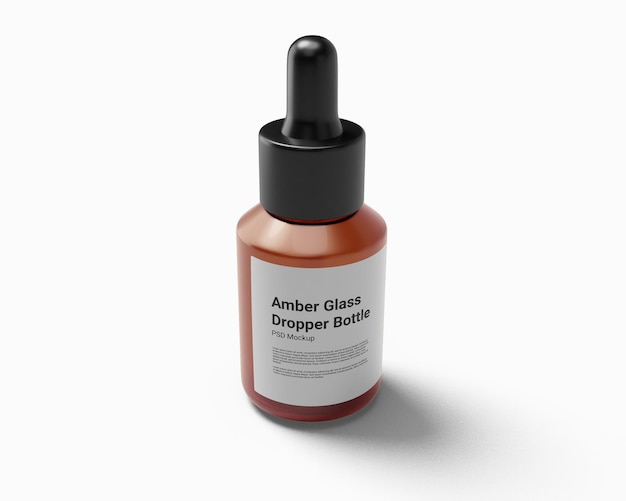 amber glass dropper bottle mockup