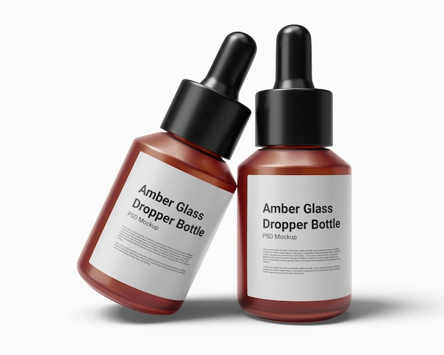 amber glass dropper bottle mockup