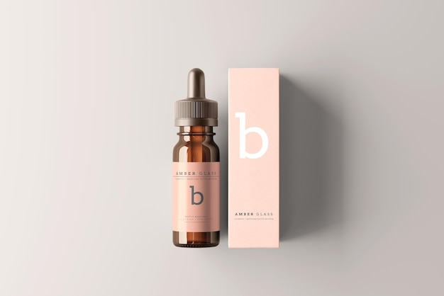 PSD amber glass dropper bottle mockups