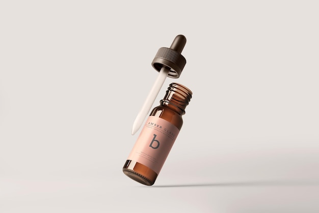 Amber glass dropper bottle mockups