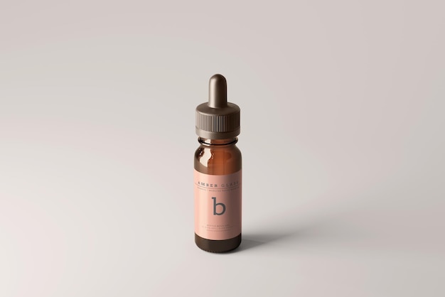 Amber glass dropper bottle mockups