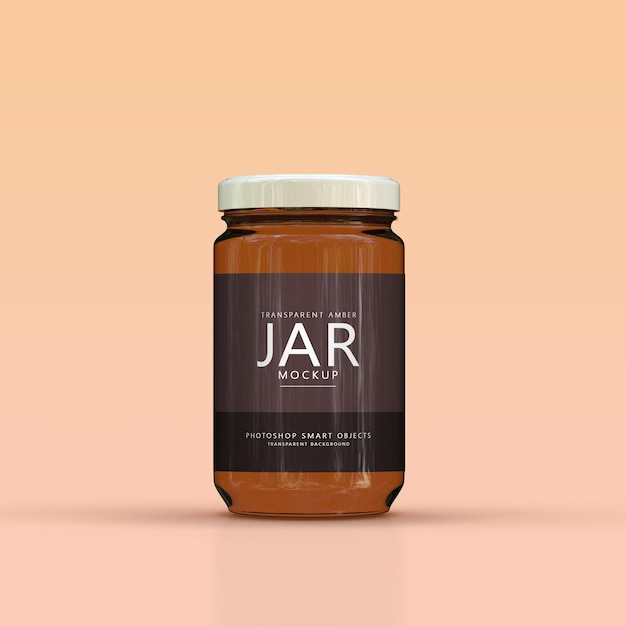 Amber glass jar label mockup