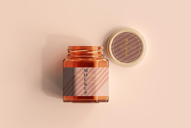 PSD amber glass jar mockup