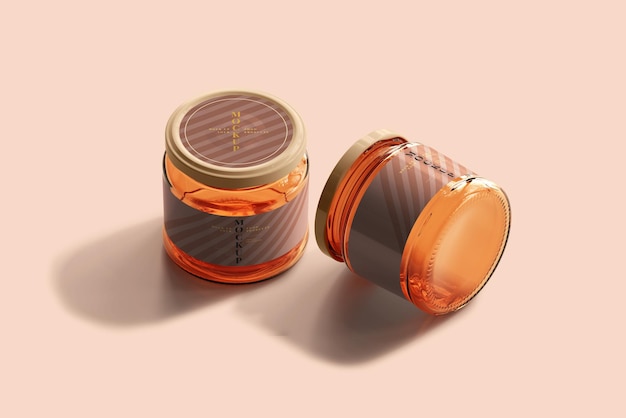 Amber Glass Jar Mockup