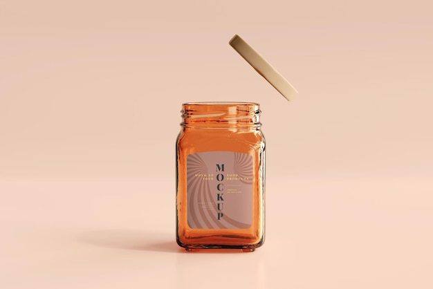 amber glass jar mockup