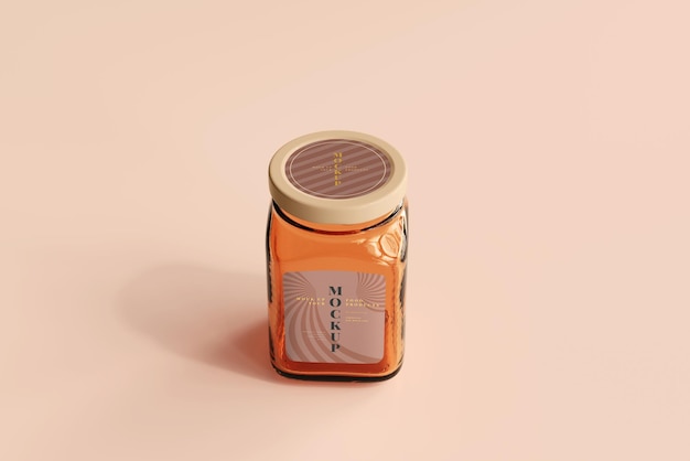 Amber Glass Jar Mockup