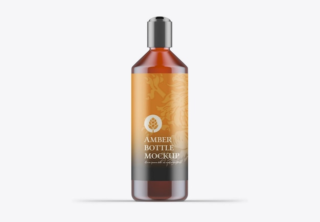 Amber glass liquid bottle mockup