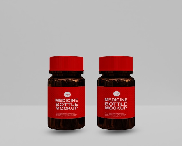 Amber glass medicine bottle mockup