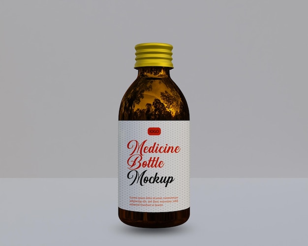 Amber  glass medicine bottle mockup