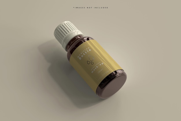 Amber Glass Medicine Bottle Mockup