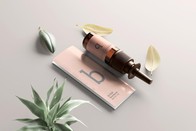 Amber glass nasal spray bottle mockup