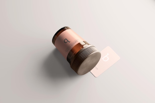 Amber Glass Pills Bottle Mockups