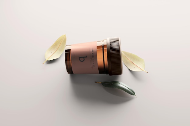 Amber glass pills bottle mockups