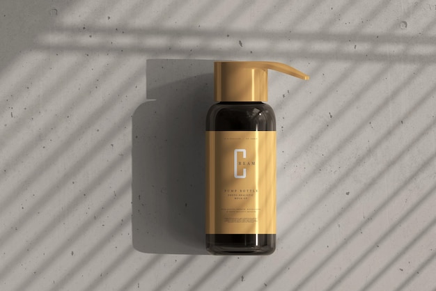 Amber glass pump bottle mockup